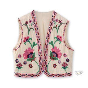 Dreamy Blossoms Boho Knit Vest